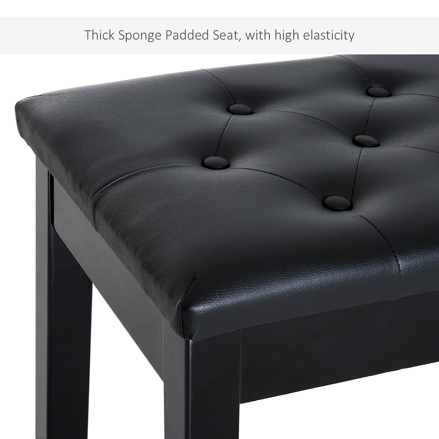 HOMCOM Faux Leather Piano Stool Makeup Stool Bench Dressing Table Seat with Storage 76x36x50cm, Black
