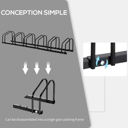 Bike Stand Parking Rack Floor or Wall Mount Bicycle Cycle Storage Locking Stand 179L x 33W x 27H (6 Racks, Black)