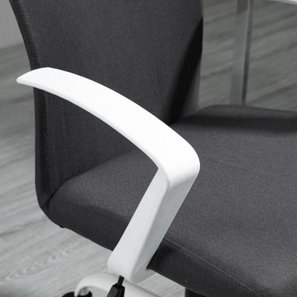 Swivel Chair Linen Computer Desk Chair Home Study Task Chair with Wheels, Arm, Adjustable Height, Dark Grey