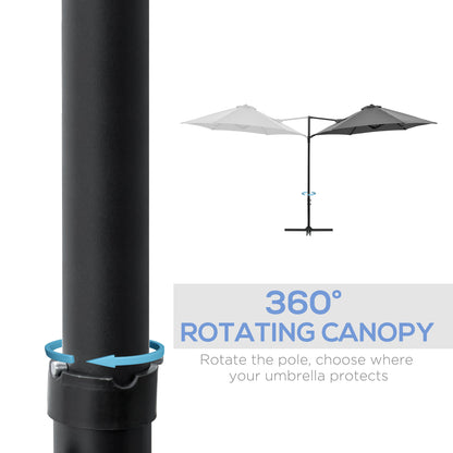 Outsunny 2.5M Garden Cantilever Parasol with 360√Ç¬¨√Ç¬®√¢¬Ä¬ö√É¬†√É¬ª Rotation, Offset Roma Patio Umbrella Hanging Sun Shade Canopy Shelter with Cross Base, Grey