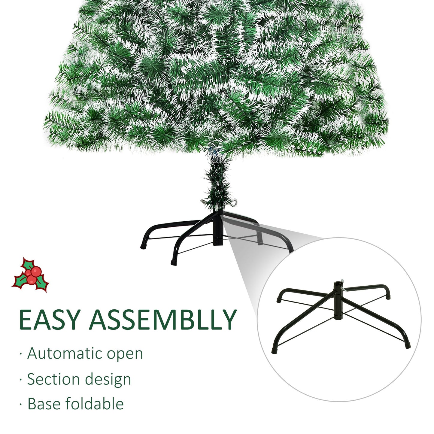 FT Indoor Christmas Tree Artificial Decoration Xmas Gift with Metal Stand Branch Tips