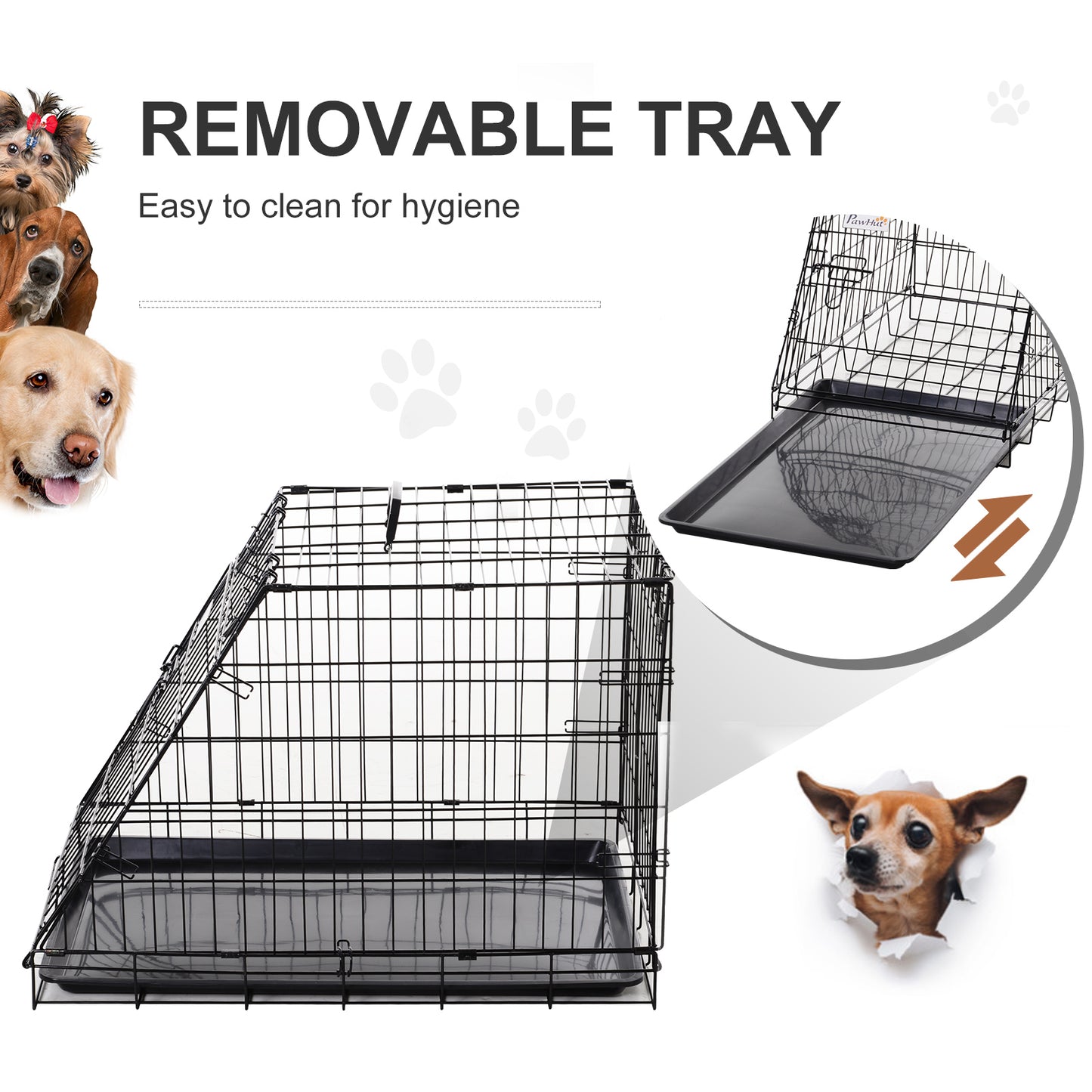 Warehouse Clearance: Metal Dog Car Crate Folding Pet Cage Transport Box Carrier for Small Dog with Removable Tray 77 x 47 x 55cm