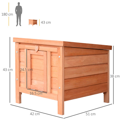 Wooden Rabbit Hutch Outdoor, Cat House, Guinea Pig Hutch, Rabbit Hideaway, Bunny Cage Small Animal House 51 x 42 x 43 cm, Natural