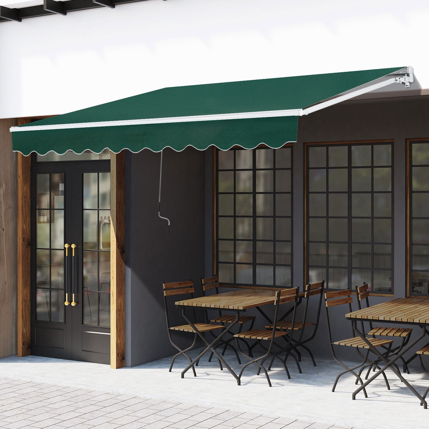 Awning Canopy Manual Retractable Porch Sun Shade Shelter 3 x 2m Green