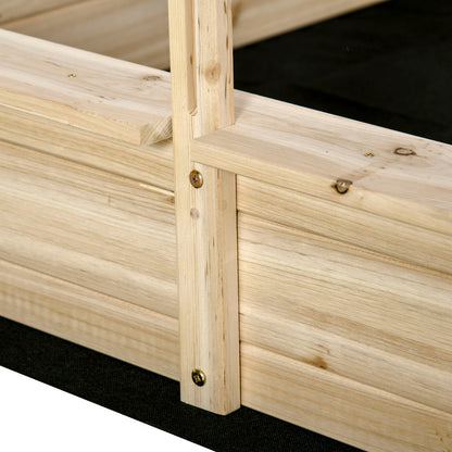 Kids Wooden Sand Pit with Adjustable Canopy Cover