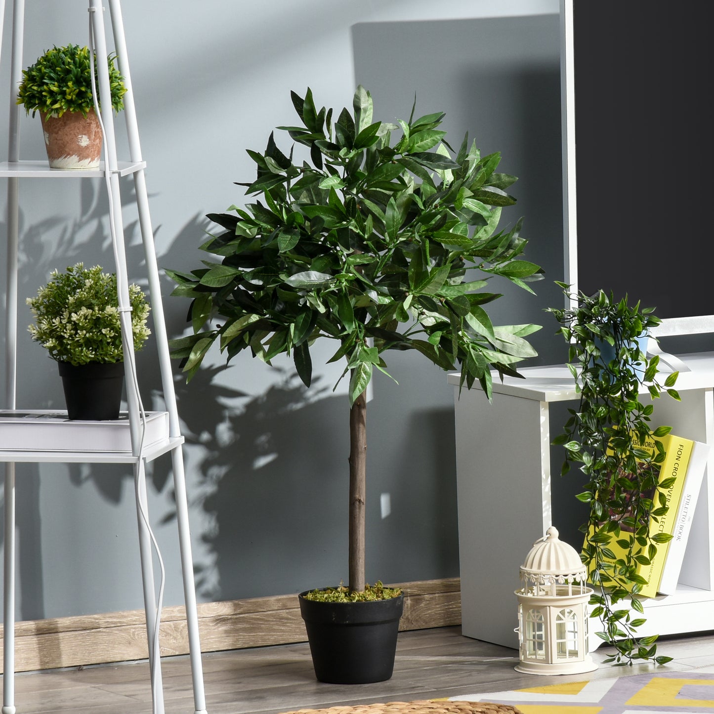 Set Of 2 - 3ft Artificial Bay Laurel Topiary Trees with Pot