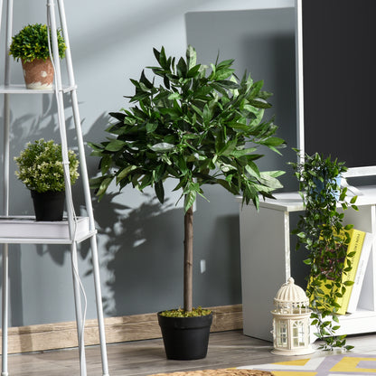 Set Of 2 - 3ft Artificial Bay Laurel Topiary Trees with Pot