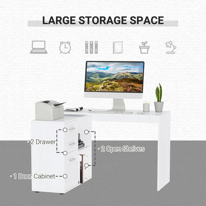 Computer Desk Table Workstation Home Office L Shape Drawer Shelf File Cabinet White