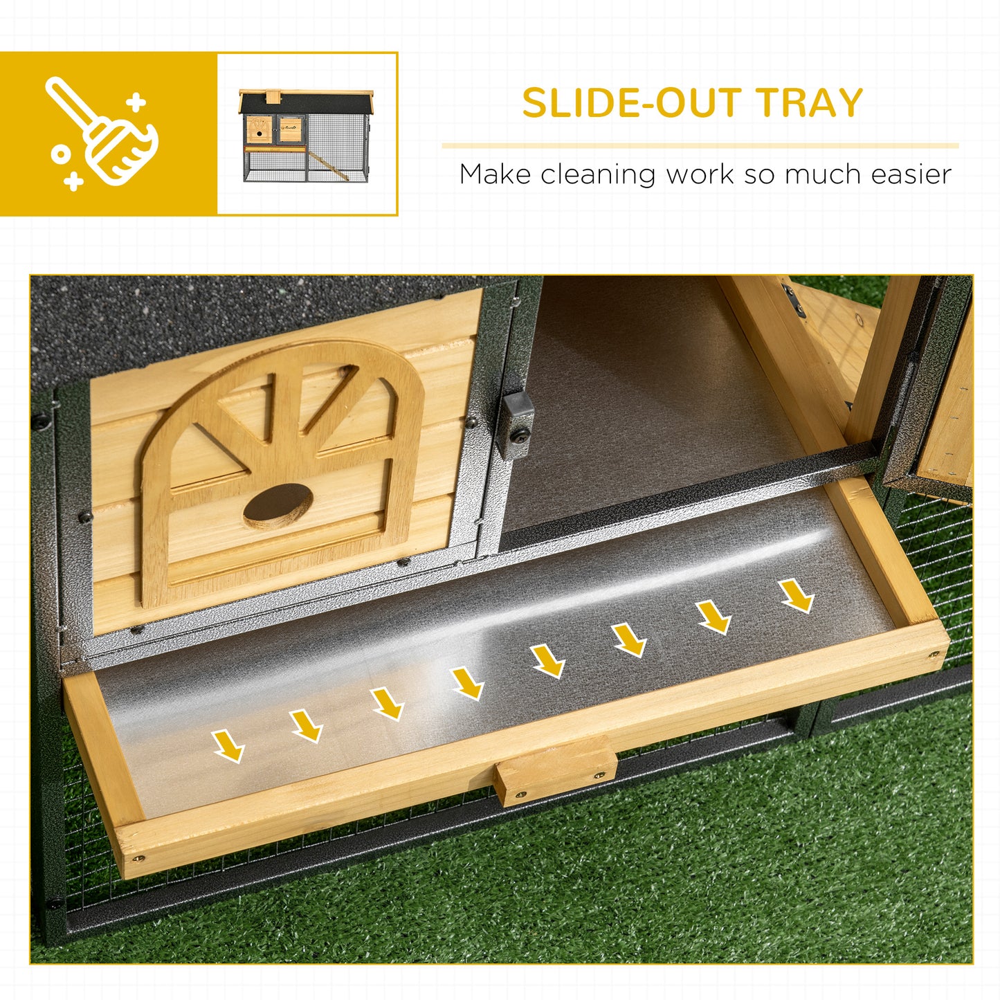 Rabbit Hutch Outdoor Bunny Cage with Run, Removable Tray, Ramp, Guinea Pig House, 120 x 55.5 x 80 cm
