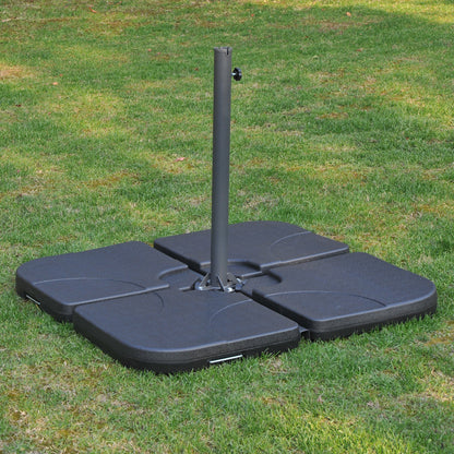 Outsunny Set of 4 Parasol Base Stand Weights for Banana Hanging Cantilever Umbrella, Water and Sand Filled, Up to 72kg, Black