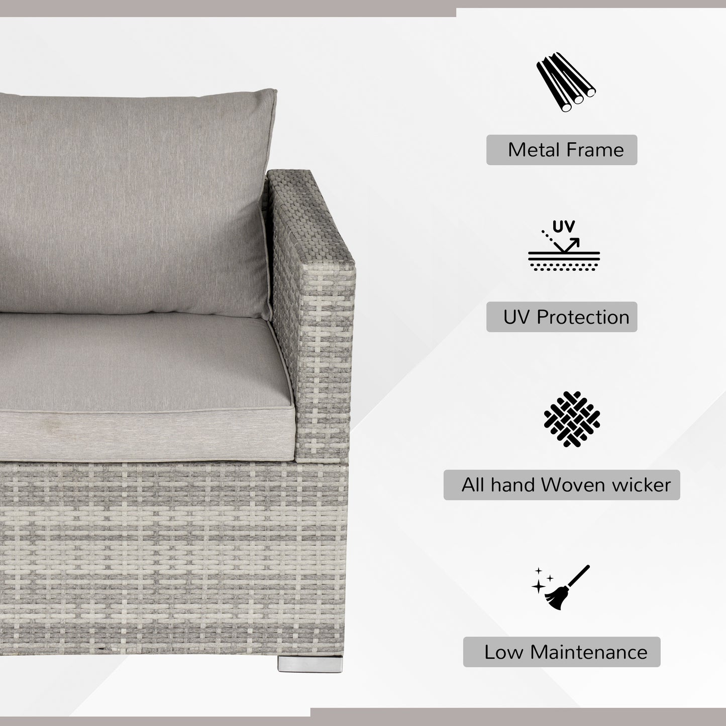 Outdoor Patio Furniture Single Rattan  Chair Padded Cushion All Weather for Garden Poolside Balcony Grey