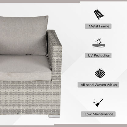 Outdoor Patio Furniture Single Rattan  Chair Padded Cushion All Weather for Garden Poolside Balcony Grey