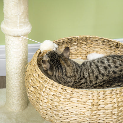 72cm Cat Tree, Kitty Activity Centre, Cat Climbing Toy, Cat Tower w/ Two Cattail Beds, Toy Ball, Scratching Post - Beige