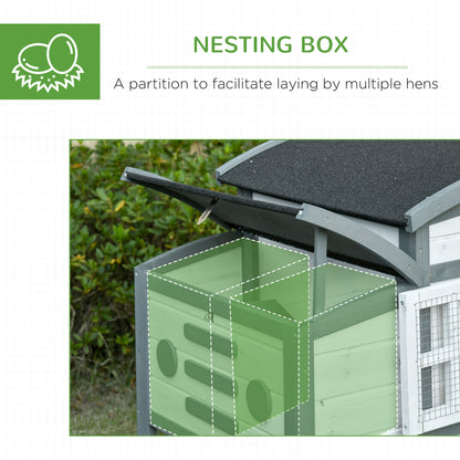 Chicken Coop with Run Hen Rabbit Hutch House Wooden Poultry Cage w/ Nesting Box Removable Tray Openable Roof Outdoor 140 x 67 x 88.5cm