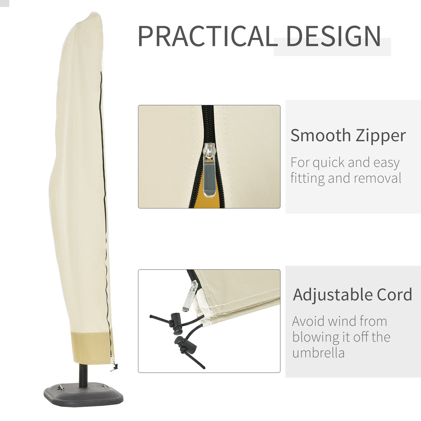 Outsunny Deluxe Large Garden Waterproof Parasol Cover Outdoor Furniture Patio Market Banana Umbrella Cantilever Protector Rain Dust Protective w/Zip