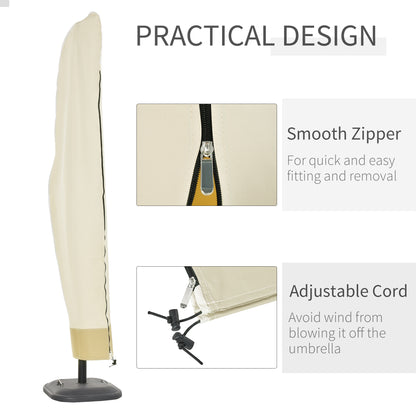 Outsunny Deluxe Large Garden Waterproof Parasol Cover Outdoor Furniture Patio Market Banana Umbrella Cantilever Protector Rain Dust Protective w/Zip