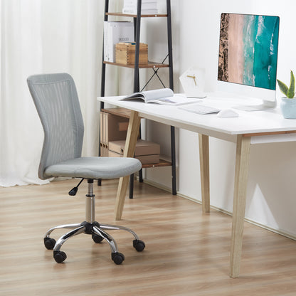 Home Office Mesh Task Chair Ergonomic Armless Mid Back Height Adjustable with Swivel Wheels, Grey