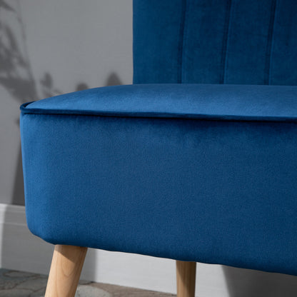 Modern Velvet Double Seat Sofa w/ Wood Frame Foam Padding High Back Soft Comfortable Compact Couch Home Office Stylish Plush Touch Blue