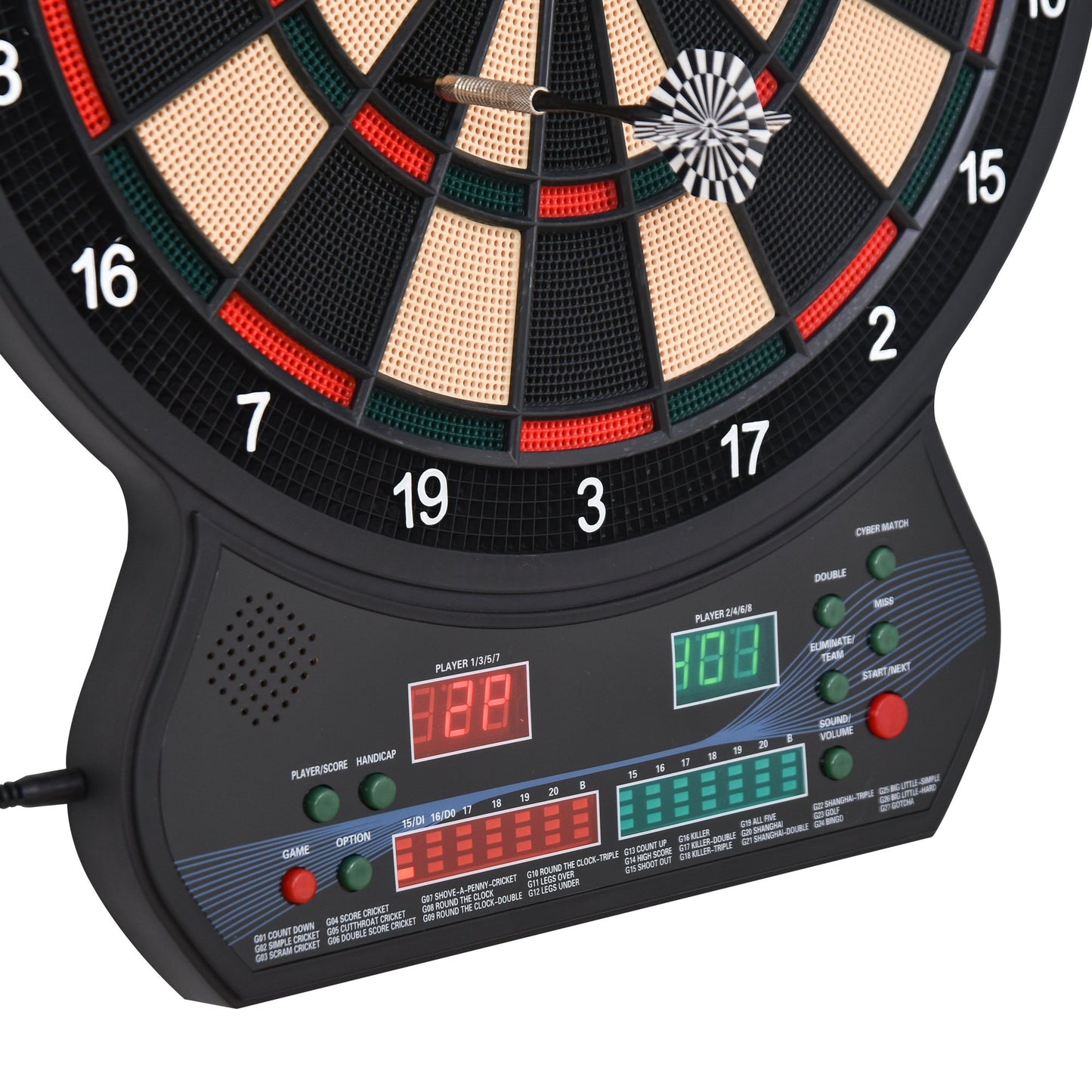 LED Dartboard Electronic Scoreboard 8 Players 27 Games Family Fun w/ 12 Darts 30 Heads Home Classic Game