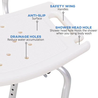 Bath Chair Shower Stool Safety Seat Bathroom Adjustable Positions Elderly Aids
