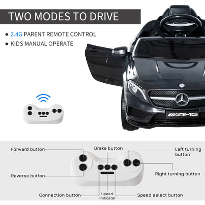 Compatible Kids Children Ride On Car Mercedes Benz GLA Licensed 6V Battery Rechargeable Headlight Music Remote Control  High/Low Speed Toy Black