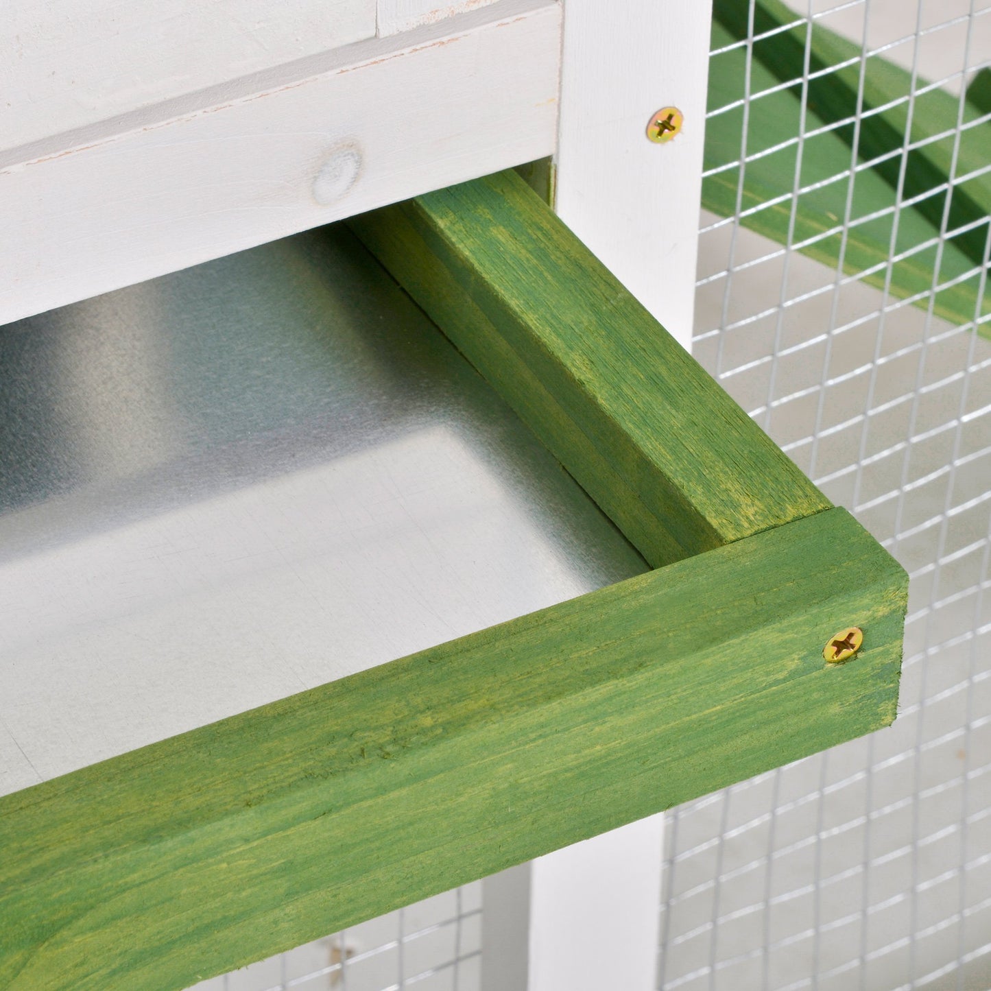 Rabbit Hutch and Run Guinea Pig Hutch Wooden Bunny Cage for Outdoor Indoor with Pull Out Tray Run Asphalt Roof Green 120 x 60 x 79 cm