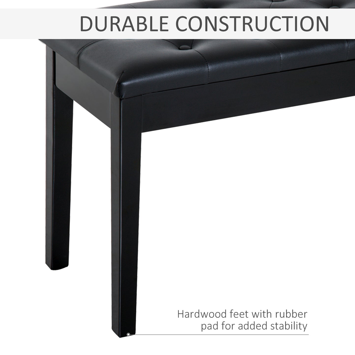 HOMCOM Faux Leather Piano Stool Makeup Stool Bench Dressing Table Seat with Storage 76x36x50cm, Black