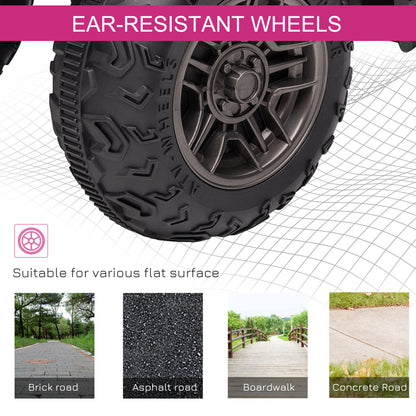 12V Kids Quad Bike with Forward Reverse Functions, Ride On ATV with Music, LED Headlights, for Ages 3-5 Years - Pink