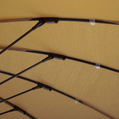 3(m) Cantilever Shanghai Parasol Garden Hanging Banana Sun Umbrella with Crank Handle, 18 Sturdy Ribs and Cross Base, Beige