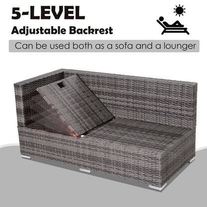 3PC Rattan Garden Furniture Storage Set 4 Seater Wicker Coffee Table Conservatory Sun Lounger Reclining Set Outdoor Weave with Cushion Grey