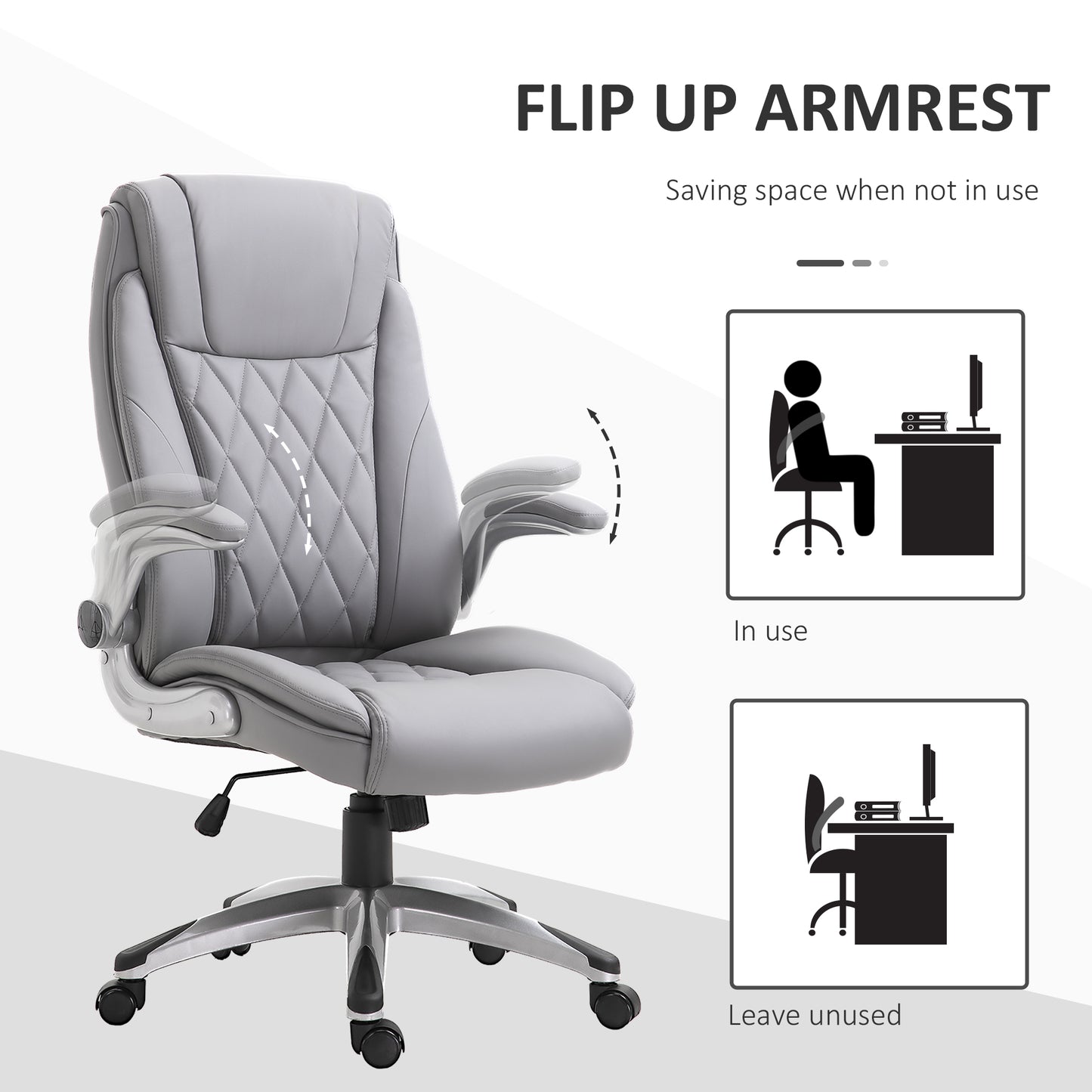 High Back Executive Office Chair Home Swivel PU Leather