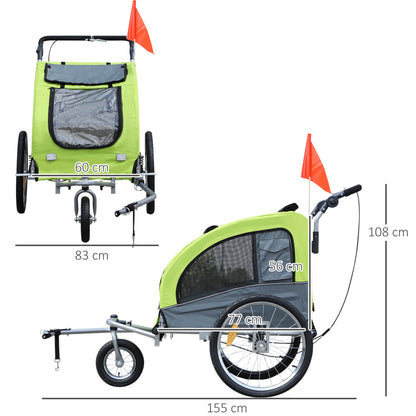Dog Bike Trailer Pet Stroller Cart Carrier for Bicycle 360√Ç¬¨√Ç¬®√¢¬Ä¬ö√É¬†√É¬ª Rotatable with Reflectors 3 Wheels Hitch Coupler Push/ Pull/ Brake Water Resistant Green