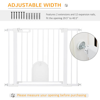 Pet Gate with Cat Flap - 75-103 cm