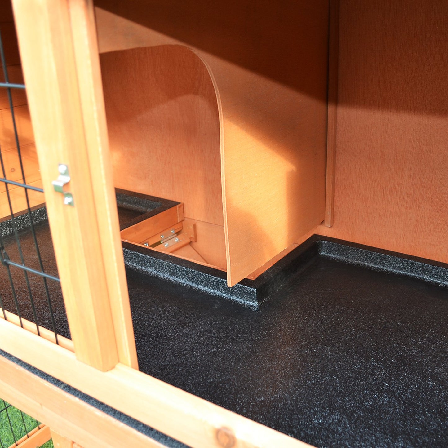 2-Tier Rabbit Hutch Outdoor, Large Guinea Pig Hutch, Bunny Cage with Ramp, Rabbit Run, Slide Out Tray for Indoor 100.5 x 55 x 101 cm