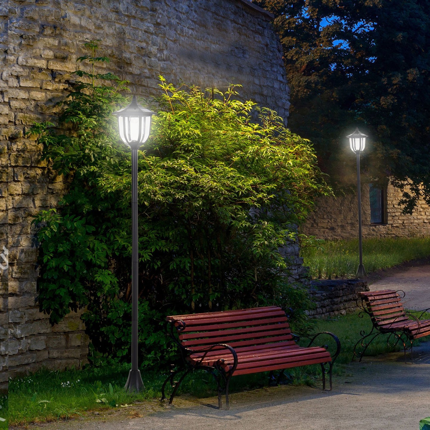 Solar Powered LED Sensor Lamp Post