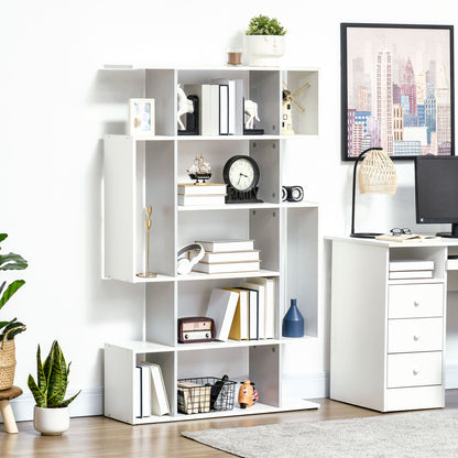 5-Tier Bookshelf, Modern Bookcase with 13 Open Shelves, Freestanding Decorative Storage Shelving for Home Office and Study, White
