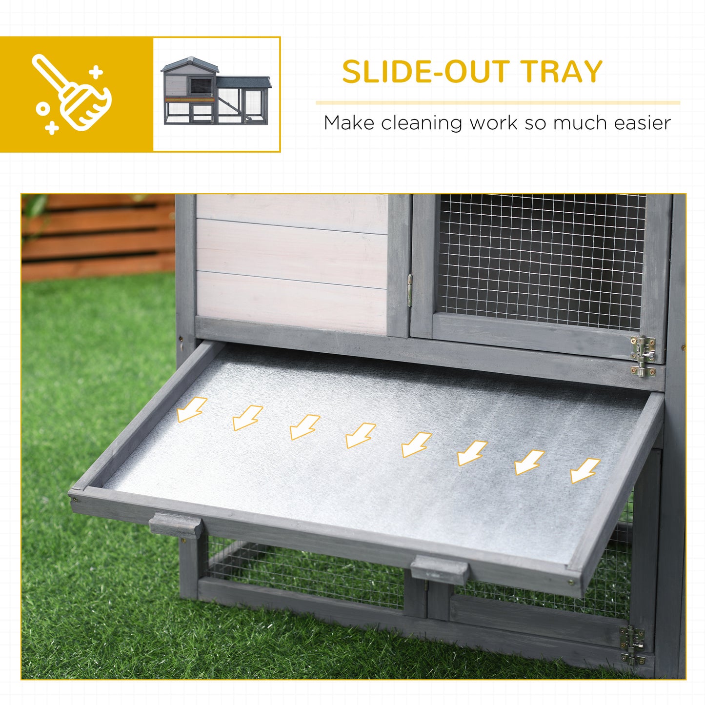 Wooden Rabbit Hutch Outdoor, Double Tier Guinea Pig Hutch, Small Animal House Water-Resistant Roof Ramp 147 x 54 x 84 cm