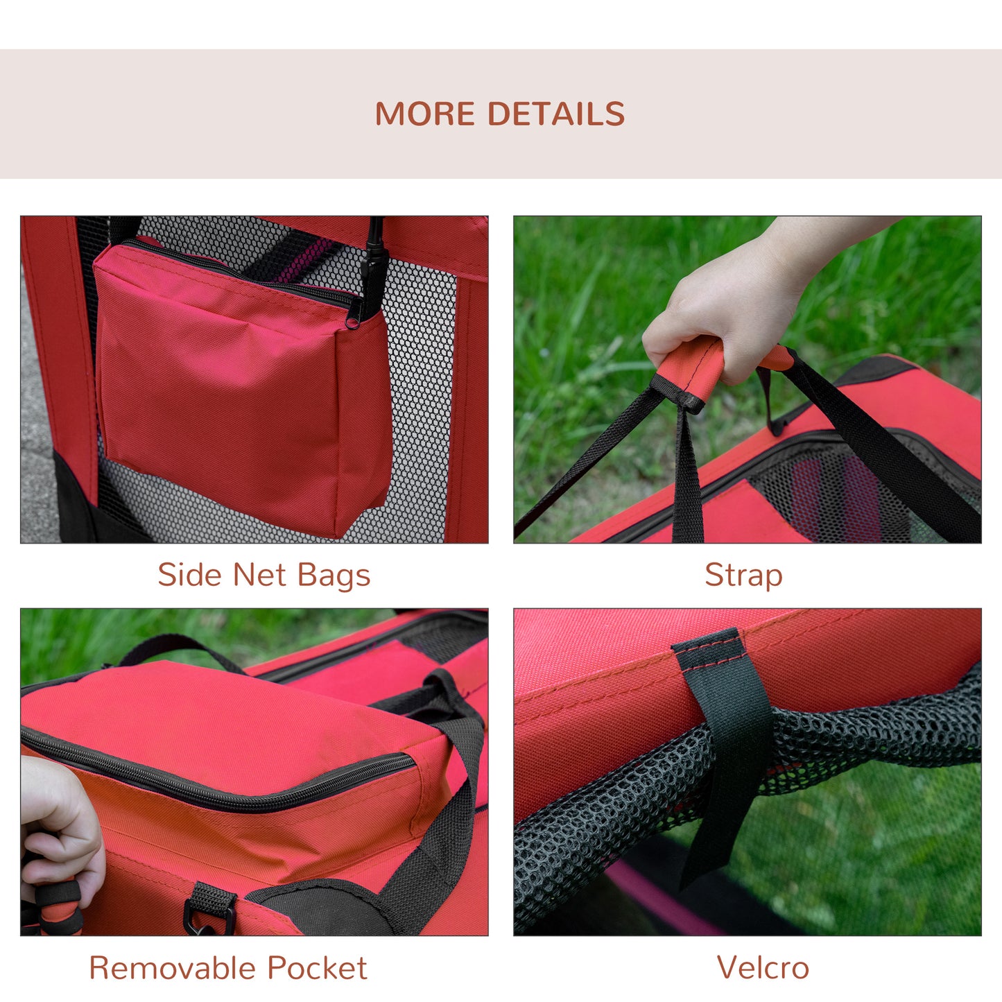 Folding Dog Cat Carrier Bag Basket Pet travel Bag Soft Portable Puppy Crate Kennel Cage Medium Red
