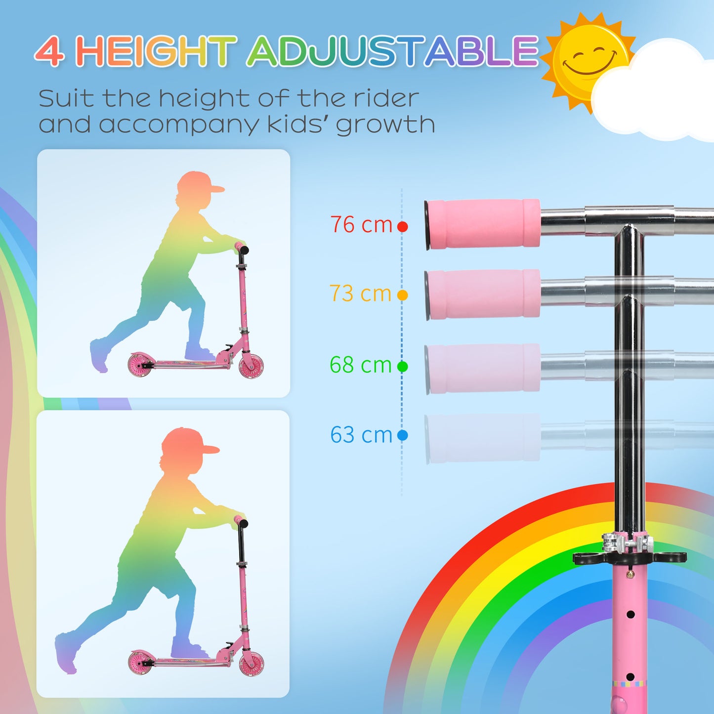 Foldable Kids Scooter with Lights and Music