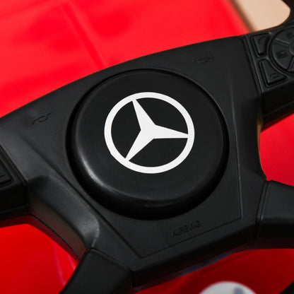 3-in-1 Ride On Car Licensed Mercedes-Benz Truck Stroller Toddler Under Seat Storage Handle Steering Wheel Horn for Baby 12 - 36 Months Red
