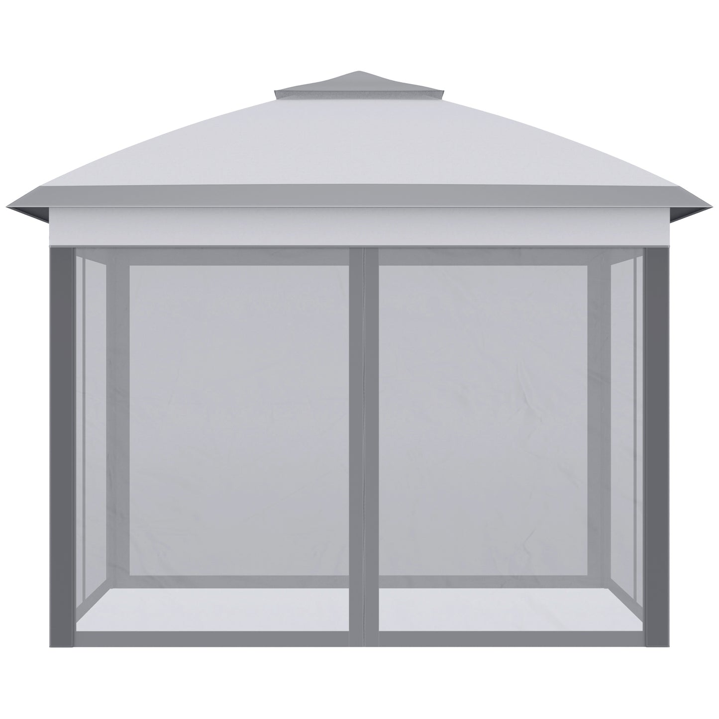 Outsunny 330cm x 330cm Pop Up Canopy, Double Roof Foldable Canopy Tent with Zippered Mesh Sidewalls, Height Adjustable and Carrying Bag, Event Tent for Patio Garden Backyard, Grey