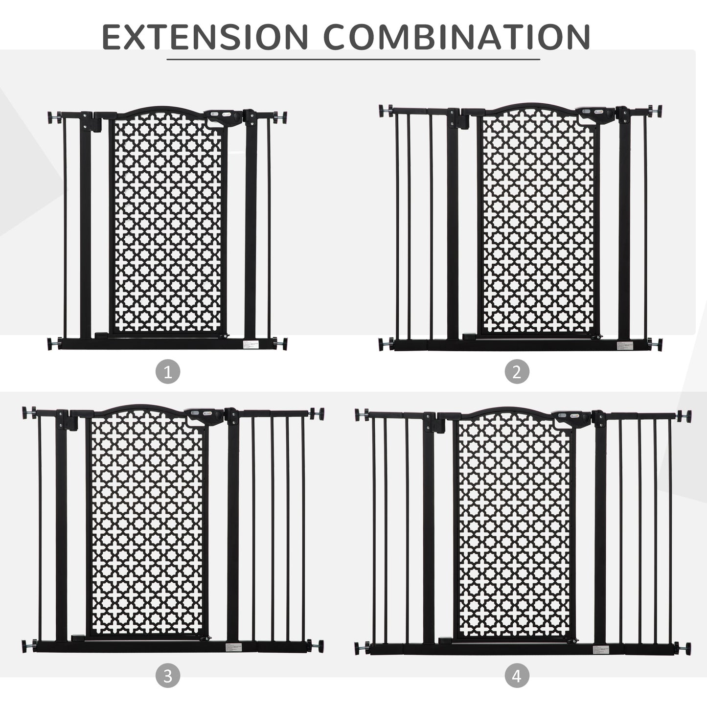 74-105 cm Pressure Fit Safety Gate for Doorways and Staircases, Dog Gate, Pet Barrier for Hallways with Auto Close, Double Locking, 2 Extensions