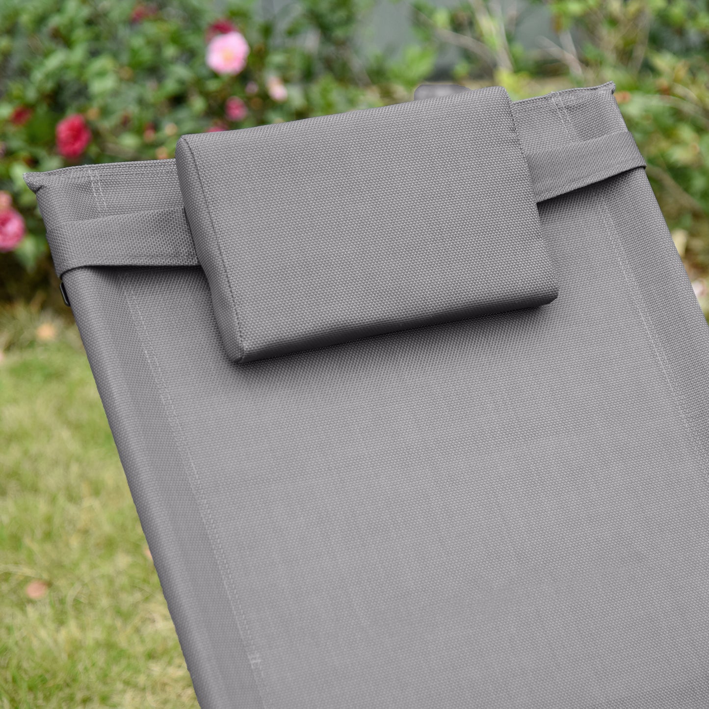Breathable Mesh Rocking Chair Patio Rocker Lounge for Indoor & Outdoor Recliner Seat w/ Removable Headrest for Garden and Patio Grey