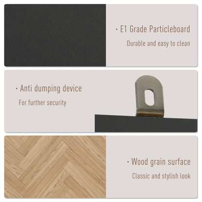 Modern Wardrobe Cabinet Wood Grain Sticker Surface with Shelf, Hanging Rod and 2 Drawers 90x50x190cm