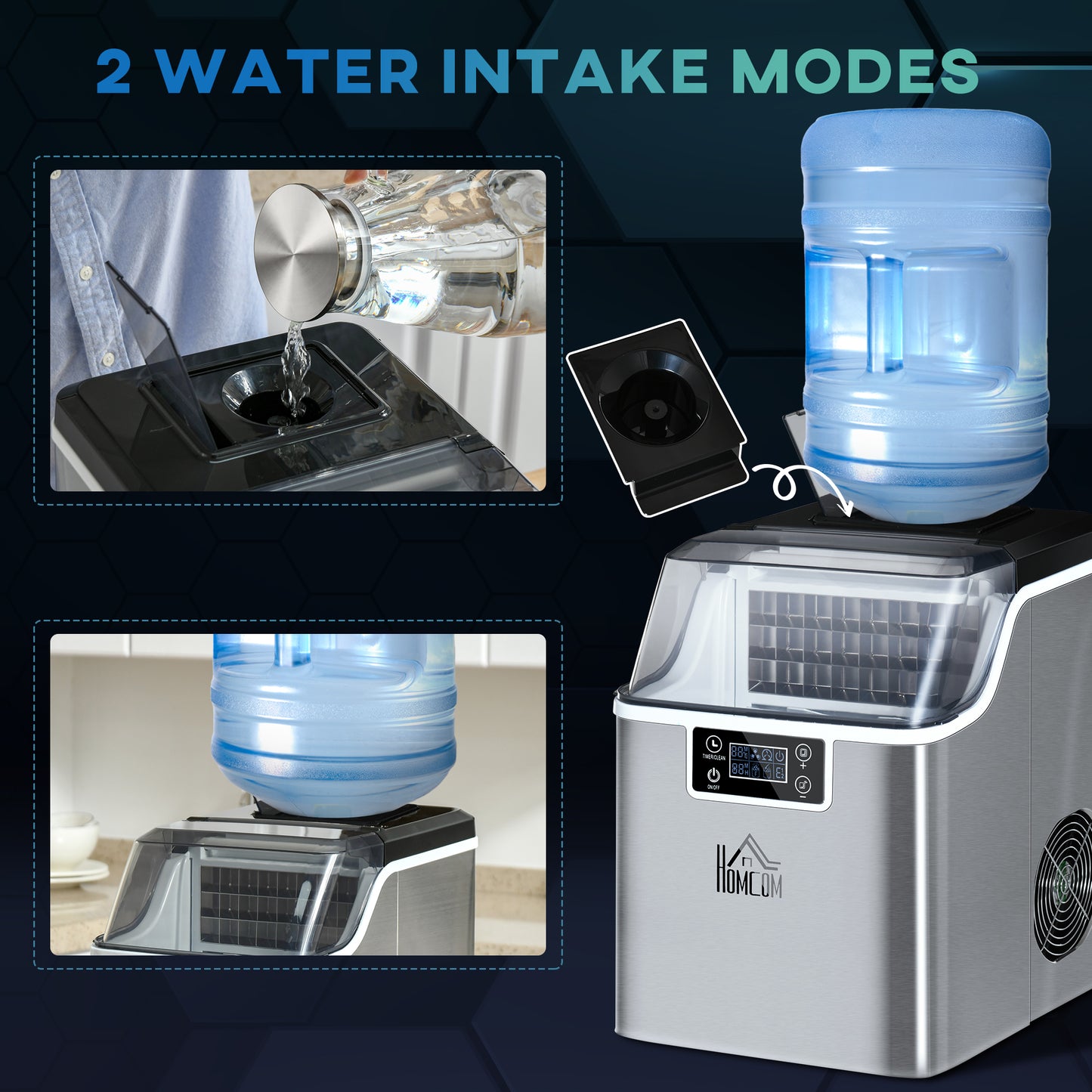 3.2L Compact Ice Machine, with LCD Screen and Accessories - Silver-Tone