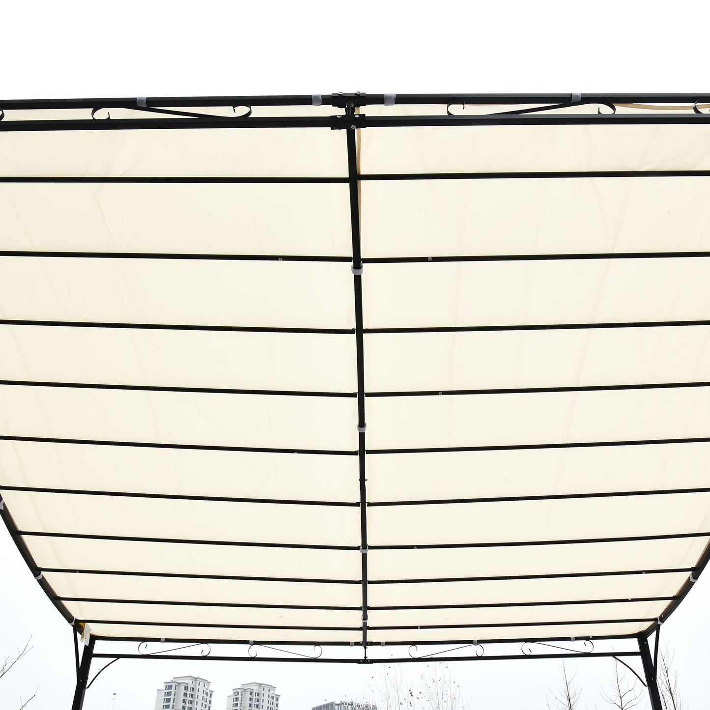 4 x 3 Meters Canopy Metal Wall Gazebo Awning Garden Marquee Shelter Door Porch - Cream