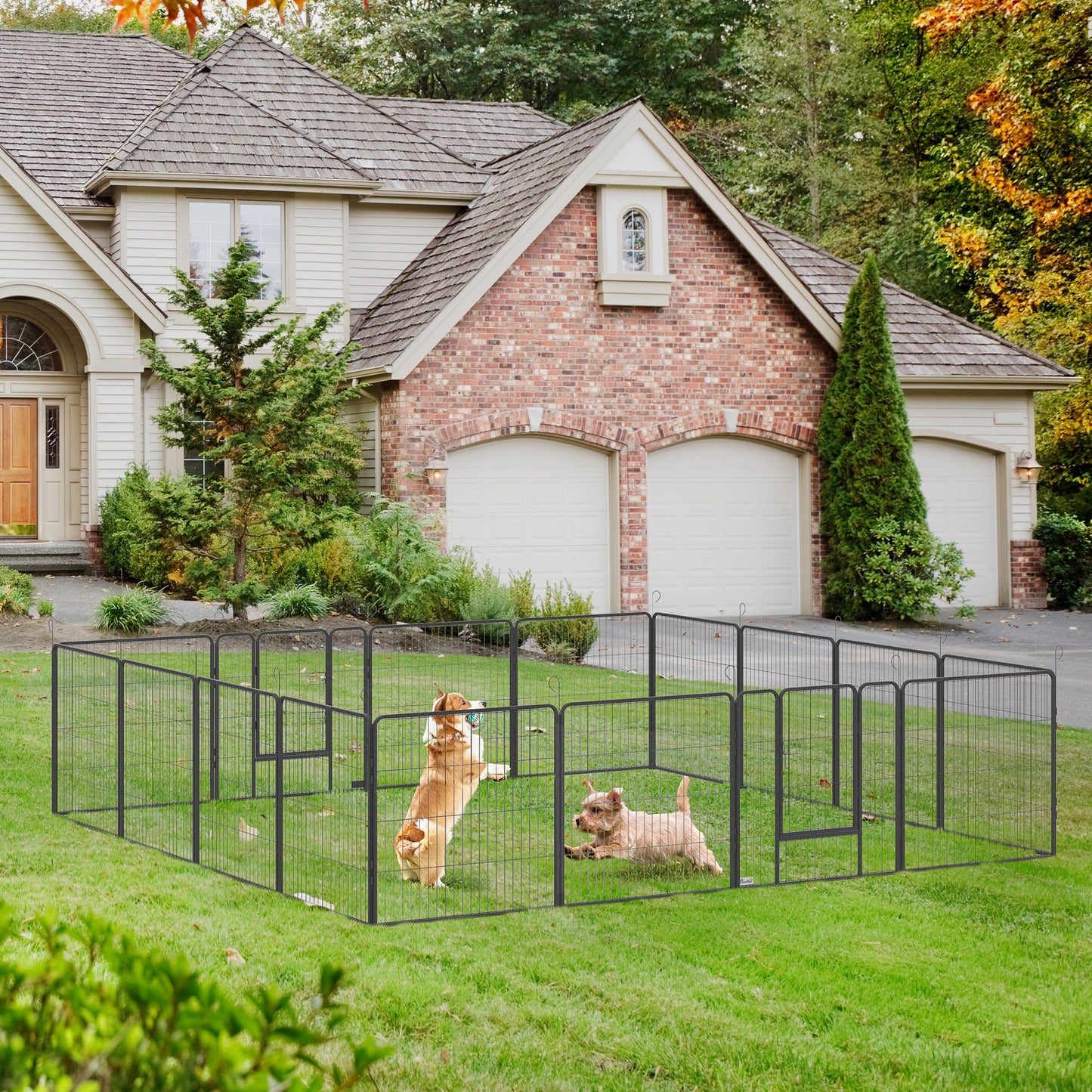 Heavy Duty Puppy Play Pen, 16 Panels Pet Exercise Pen for Indoors, Outdoors, Pet Playpen for Small, Medium Dogs, 80Hcm