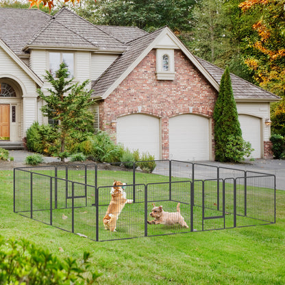 Heavy Duty Puppy Play Pen, 16 Panels Pet Exercise Pen for Indoors, Outdoors, Pet Playpen for Small, Medium Dogs, 80Hcm