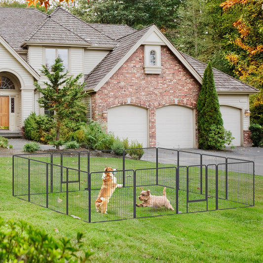 Heavy Duty Puppy Play Pen, 16 Panels Pet Exercise Pen for Indoors, Outdoors, Pet Playpen for Small, Medium Dogs, 80Hcm