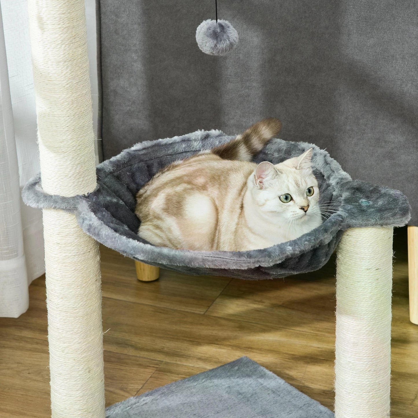 83cm Cat Tree Tower for Indoor Cats w/ Sisal Scratching Post Hammock Hanging Toy Activity Centre - Grey